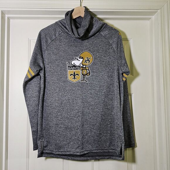Nike Dri-Fit NFL New Orleans Saints Women's Funnel Turtle Neck Sweatshirt Small - Picture 1 of 10